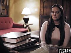 Cheating Busty Milf Fucks Hairy Priest's Monster Cock for Church Forgiveness