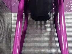 Skinny Fitness Teacher Works Out on Machine in Dorm Room