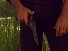 vintage couple rides rough outdoors on boat heels and stockings