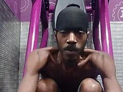 Skinny Fitness Teacher Works Out on Machine in Dorm Room