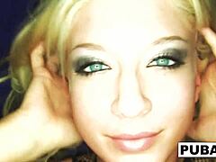 Blonde babe moans shoving giant black toy deep in ass