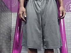 Skinny Fitness Teacher Works Out on Machine in Dorm Room