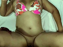 Blonde cutie milks cock hard on bed edge till she squirts