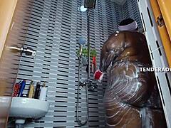 Hottest Big Booty Black Wife Takes Creampie in Steamy Shower Fuck