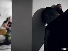 Horny Lesbians Krissy Lynn Shares Big Cock After Steamy Kissing Trio!