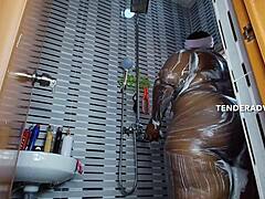 Hottest Big Booty Black Wife Takes Creampie in Steamy Shower Fuck