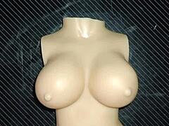 curvy fuck doll's tiny tits milk my desk handjob