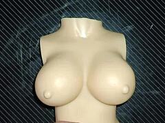 curvy fuck doll's tiny tits milk my desk handjob