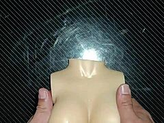 curvy fuck doll's tiny tits milk my desk handjob