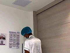 doctor horny fucks patient ebony teen rough, blasts tits with cum