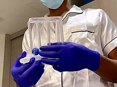 doctor horny fucks patient ebony teen rough, blasts tits with cum