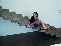 asian cutie and blonde babe scissor wildly together 💦👭🔥