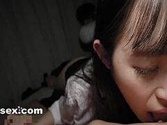 submissive schoolgirl's hairless pussy creampied in wild jav romp