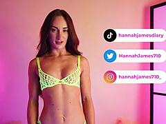 uv lights glow on hannahjames710's thong lingerie try-on tease!