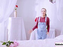 Busty Brunette Licks Petite Redhead Model Pussy to Orgasm