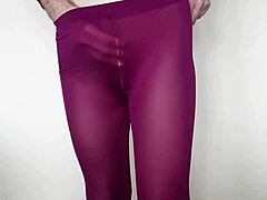 Misr4 cums hard on burgundy leggings update