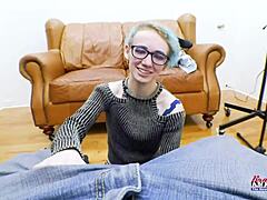 exotic skinny coed raven fingers shaved pussy then sucks cock hard 🍆💦