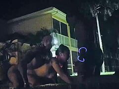 Swinger resort outdoor group doggystyle with monster cocks and long hair