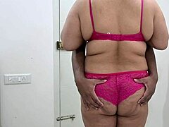 Ebony Bikini Babe with Saggy Huge Tits Shakes Ass for Hubby's Handjob