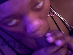 Pretty young ebony licks balls moans under monster black cock facial