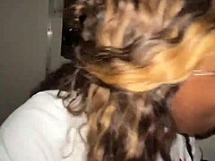 ebony bbw kneels at gloryhole throating juicy stranger bbc