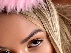 small tits blonde latina's big dick ride turns wild with rimjob cum