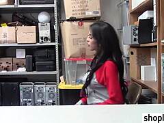 Latina Teen's Hidden Office Bendover for Security's Hard Doggystyle