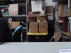 Store Officer Rips Clothes and Face-Fucks Blonde Teen Shoplifter Hard!