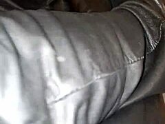 Squeaky leather stilettos grinding fetish ass in heels!