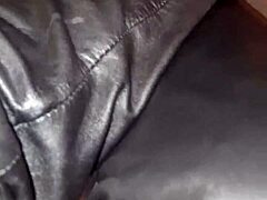 Squeaky leather stilettos grinding fetish ass in heels!