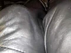 Squeaky leather stilettos grinding fetish ass in heels!