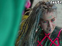 Heavily Tattooed Goth Girl Gapes Asshole with Anal Toys in Lingerie Solo Ride