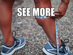 tia marie flexes muscles measures huge biceps sexy redhead