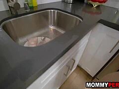 stepmom bends over for stepson kitchen doggystyle