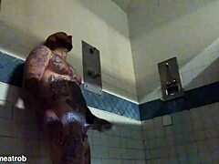 Prison solo masturbation with big white cock tattoos leads to wet cumshot