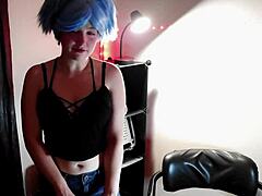 Bound babe endures rough science fuck machine