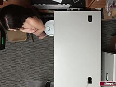 Latina shoplifter caught stealing gets facefucked deepthroat by old dom