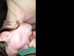 young nerdy girlfriend glasses on drains massive cock pov deepthroat swallow cumshot