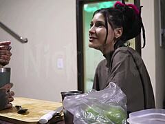 skinny tattooed latina convinced for street to home pov fuck