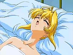 two cute blondes moan wildly in hot bed lesbian play