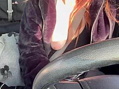 ridin in car with artemisia love flashin her big juicy italian milf tits hard nipples streets horny