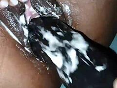 tall wife tempts husband sliding massive 22cm consolo deep inside her