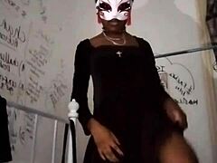 goth domme teases natural tits in heels to drain balls!