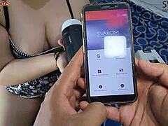 i suck his balls with svakom sam neo on his cock sloppy deepthroat cumshot