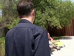 stunning wife cheats sucking pussy for cuck hubby outdoors