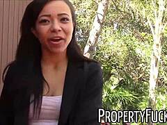 Young black real estate agent tricked into outdoor pov hardcore fuck