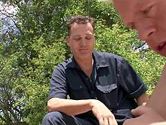 stunning wife cheats sucking pussy for cuck hubby outdoors