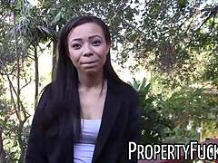Young black real estate agent tricked into outdoor pov hardcore fuck