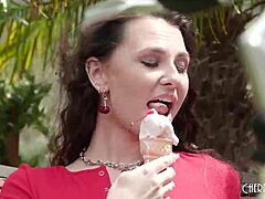 Liz Jordan Drips Ice Cream on Perky Tits Rimmed Doggystyled Outdoors by Codey Steele