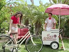 Liz Jordan Drips Ice Cream on Perky Tits Rimmed Doggystyled Outdoors by Codey Steele